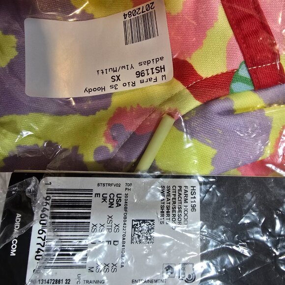 Women's adidas x FARM Rio 3-Stripes Hoodie (HS1196) SIZE XS NEW SEALED - Picture 4 of 9
